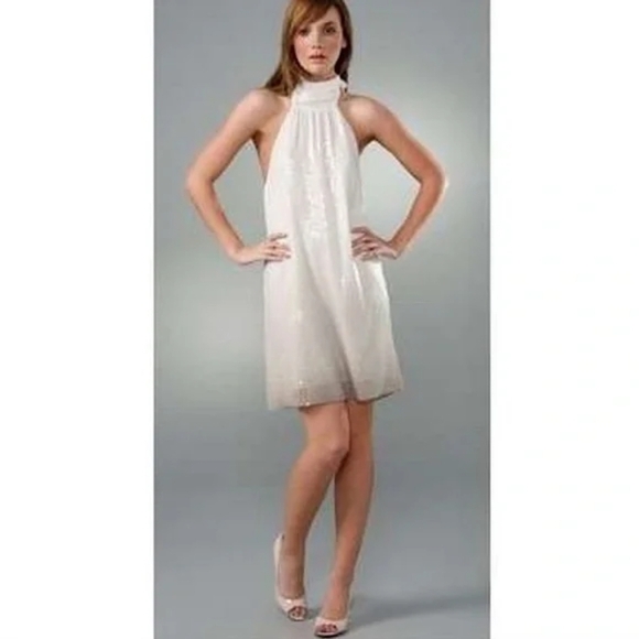 Alice & Olivia NWT Sequin Halter Ombre SILK Open Back Mini Dress Size XS Women's - Picture 2 of 15